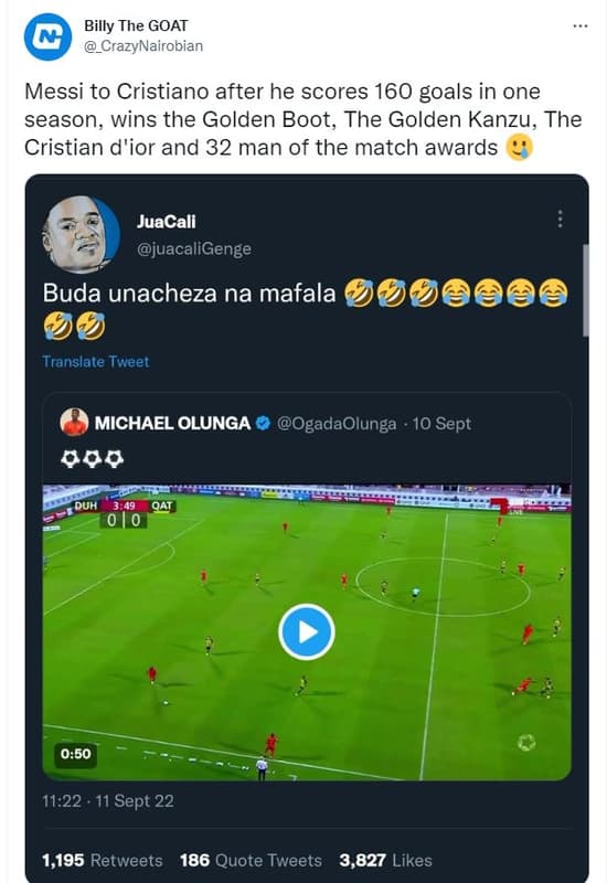 Billy the goat crazynairobian messi to cristiano after he scores 160 goals in on