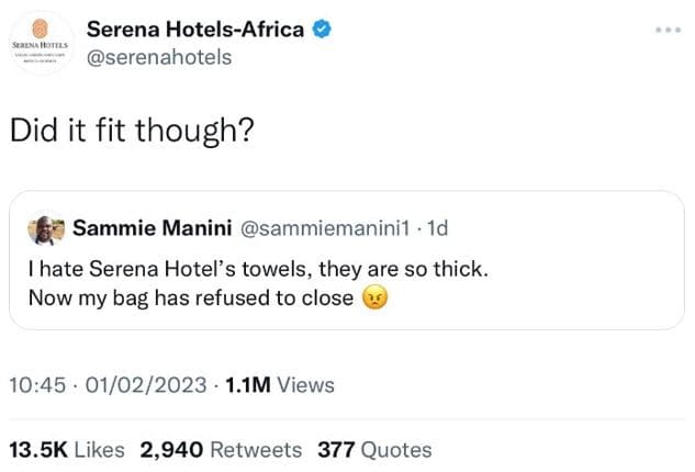 Serena hotelsafrica serenahotels did it fit though? sammie manini sammiemanini1