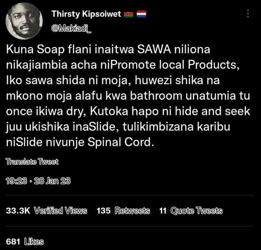 Thirsty kipsoiwet makfadi_ kuna soap flani inaitwa sawa niliona nikajiambia acha
