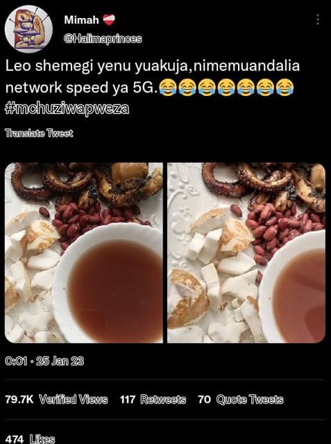 Mimah halmapiinoes leo shemegi yenu yuakuja,nimemuandalia network speed ya 5g mc
