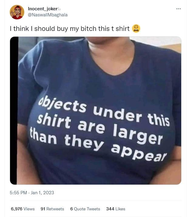 Inocent_joker naswalimbaghala think should buy my bitch this t shirt 555 pm jan