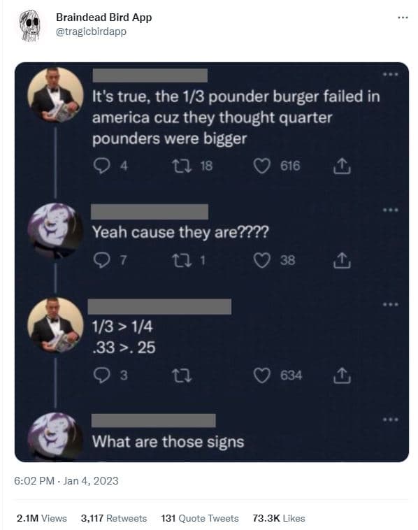 Braindead bird app tragicbirdapp it's true, the 13 pounder burger failed in amer