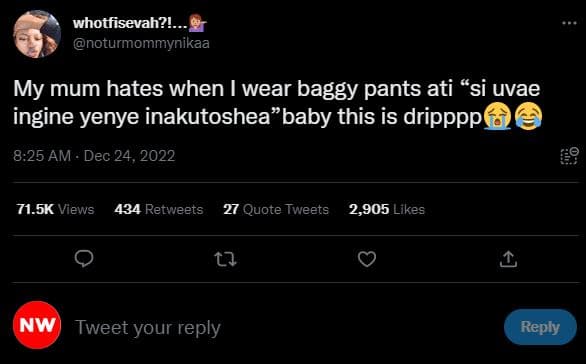 Whotfisevah?!. noturmommynikaa my mum hates when wear baggy pants ati si uvae in