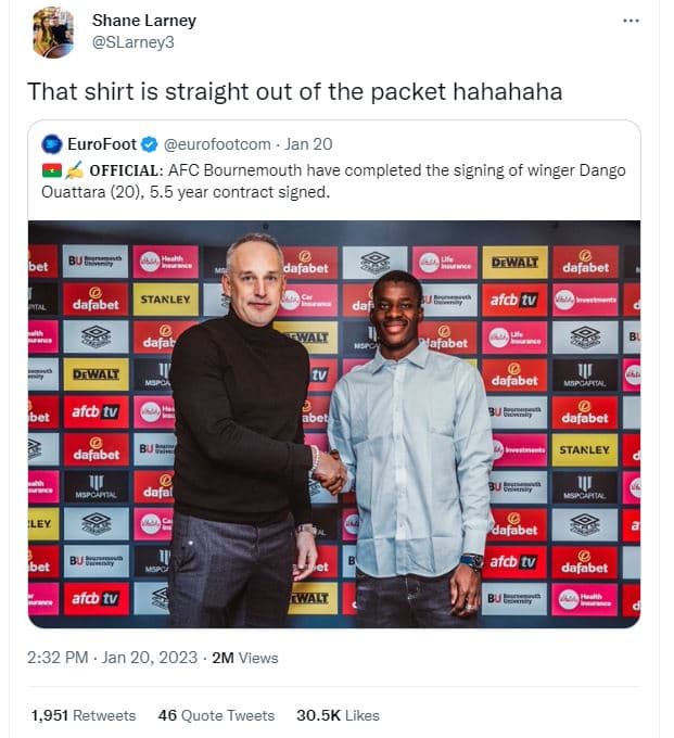 Shane larney slarney3 that shirt is straight out of the packet hahahaha eurofoot