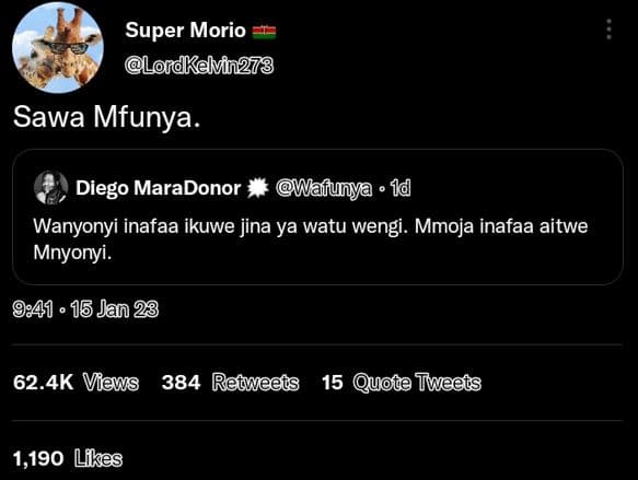 Super morio londkelvin273 sawa mfunya. diego maradonor wafunya 1d wanyonyi inafa