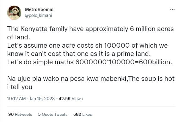 Metroboomin polo_kimani the kenyatta family have approximately 6 million acres o