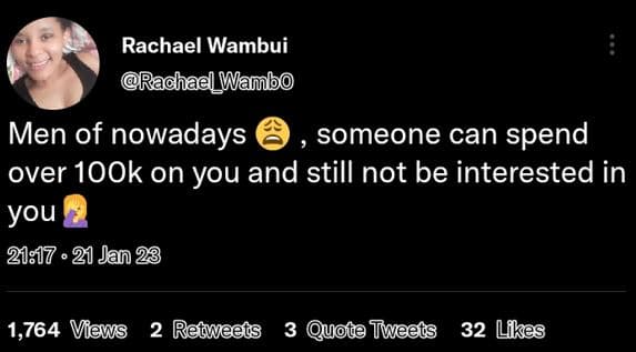 Rachael wambui rachae_wambo men of nowadays someone can spend over 1ook on you a