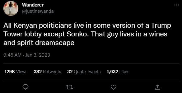 Wanderer justinewanda aii kenyan politicians live in some version of a trump tow