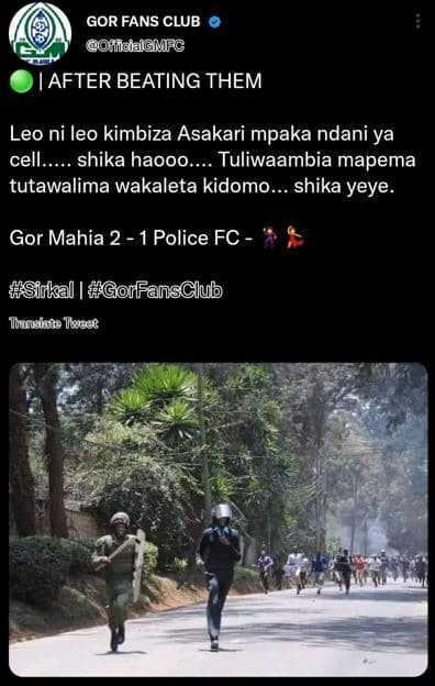 Gor fans club oildidgmfc after beating them leo ni leo kimbiza asakari mpaka nda