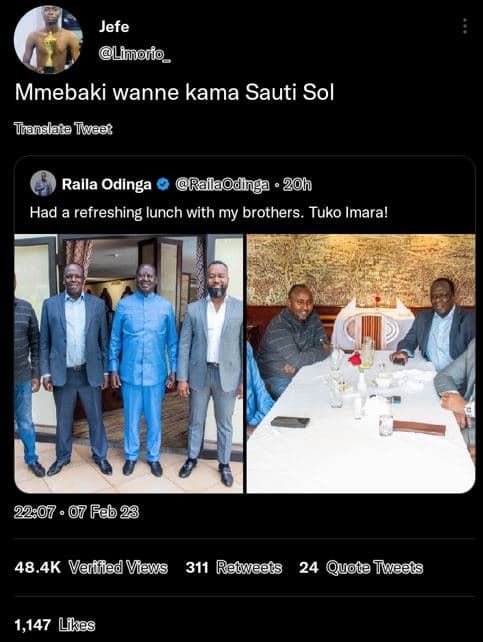 Jefe limono_ mmebaki wanne kama sauti sol tanslre tweec ralla odinga rallaodling