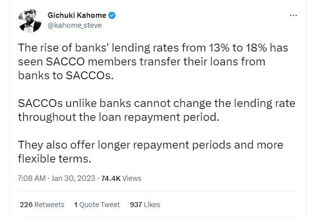Gichuki kahome kahome_steve the rise of banks' lending rates from 13 to 18 has s