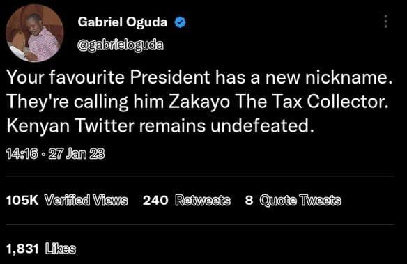 Gabriel oguda bufeloguda your favourite president has a new nickname_ they're ca