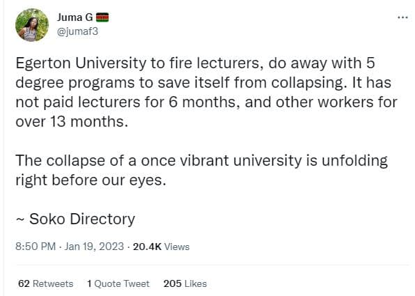 Juma g jumaf3 egerton university to fire lecturers, do away with 5 degree progra