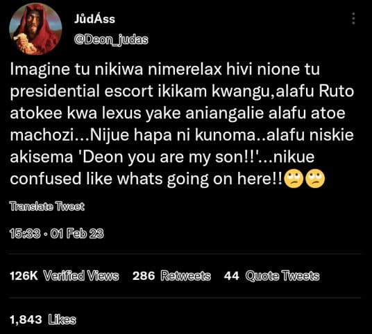 Jpdáss deon_judas imagine tu nikiwa nimerelax hivi nione tu presidential escort