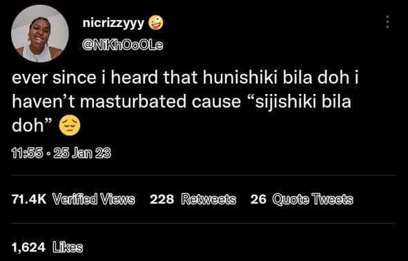 Nicrizzyyy nikhoole ever since heard that hunishiki bila doh i haven't masturbat