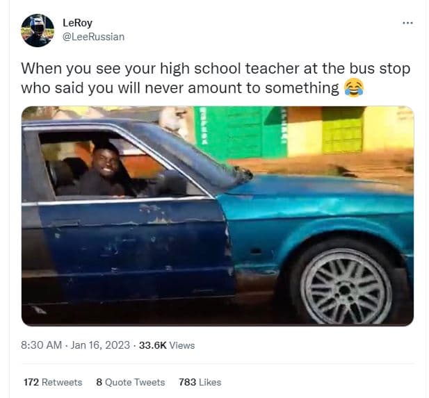 Leroy leerussian when you see your high school teacher at the bus stop who said