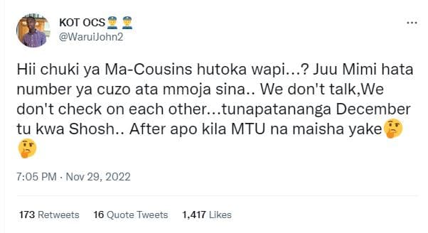 Kot ocs waruijohn2 hii chuki ya macousins hutoka wapi... ? juu mimi hata number