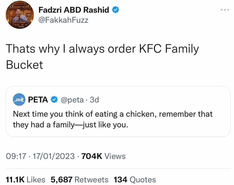 Fadzri abd rashid fakkahfuzz thats why always order kfc family bucket peta peta