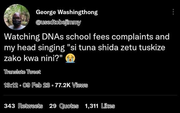 George washingthong usedtobejimmy watching dnas school fees complaints and my he