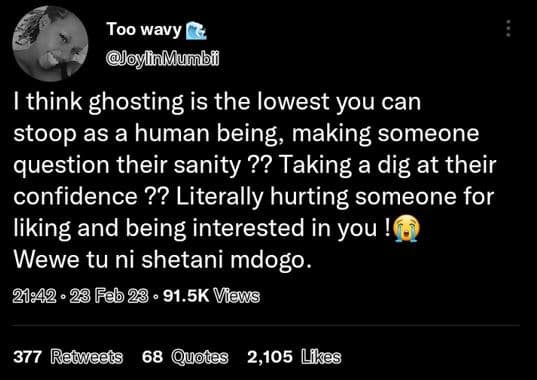 Too wavy oylinmumbn think ghosting is the lowest you can stoop as a human being,
