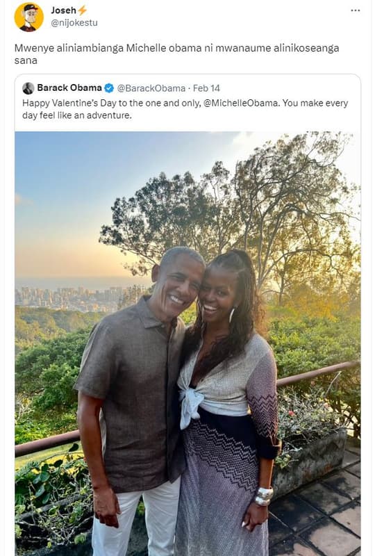 Joseh nijokestu mwenye aliniambianga michelle obama ni mwanaume alinikoseanga sa