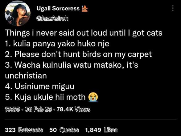 Ugali sorceress azzasiroh things i never said out loud until got cats 1. kulia p