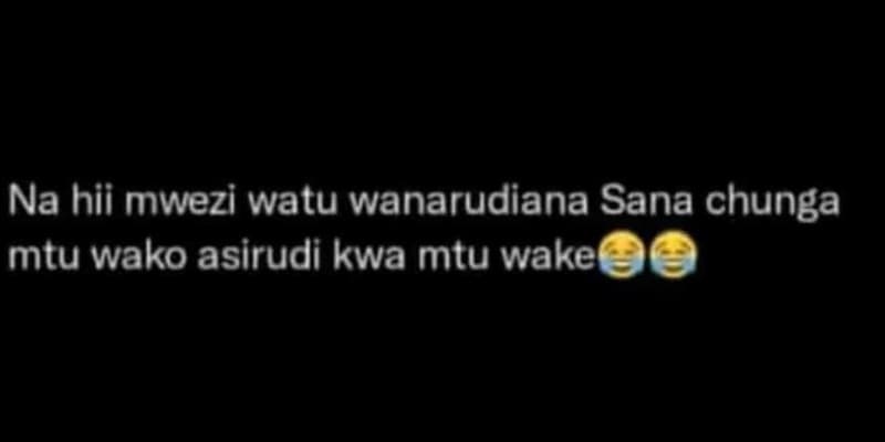 Na hii mwezi watu wanarudiana sana chunga mtu wako asirudi kwa mtu wake