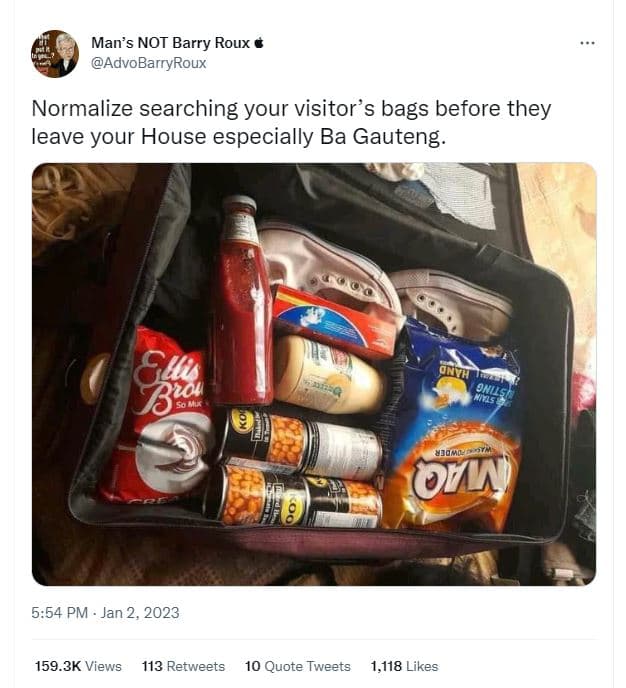 Man's not barry roux advobarryroux normalize searching your visitor's bags befor