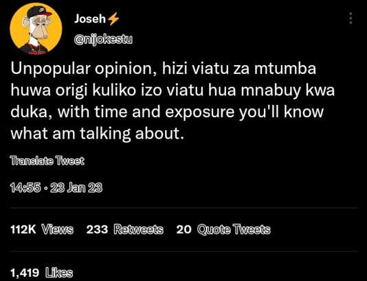 Joseh nijokesqy unpopular opinion, hizi viatu za mtumba huwa origi kuliko izo vi