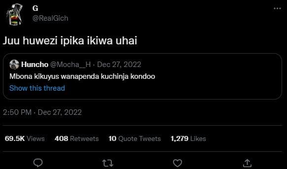 Realgich juu huwezi ipika ikiwa uhai huncho mocha_ dec 27, mbona kikuyus wanapen