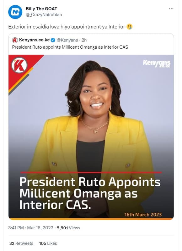 Billy the goat _crazynairobian exterior imesaidia kwa hiyo appointment ya interi