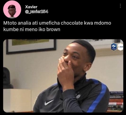 Xavier xavfer254 mtoto analia ati umeficha chocolate kwa mdomo kumbe ni meno iko