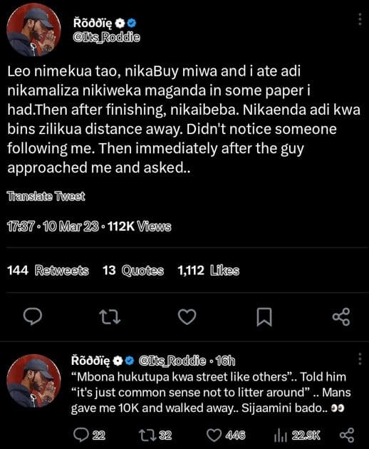 Rãddię 0 ils_roddie leo nimekua tao, nikabuy miwa and ate adi nikamaliza nikiwek