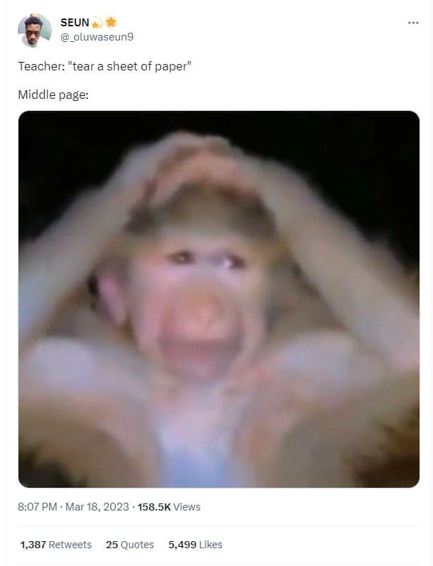 Seun oluwaseung teacher tearasheet of paper middle page 8.07 pm . mar 18, 158.5k