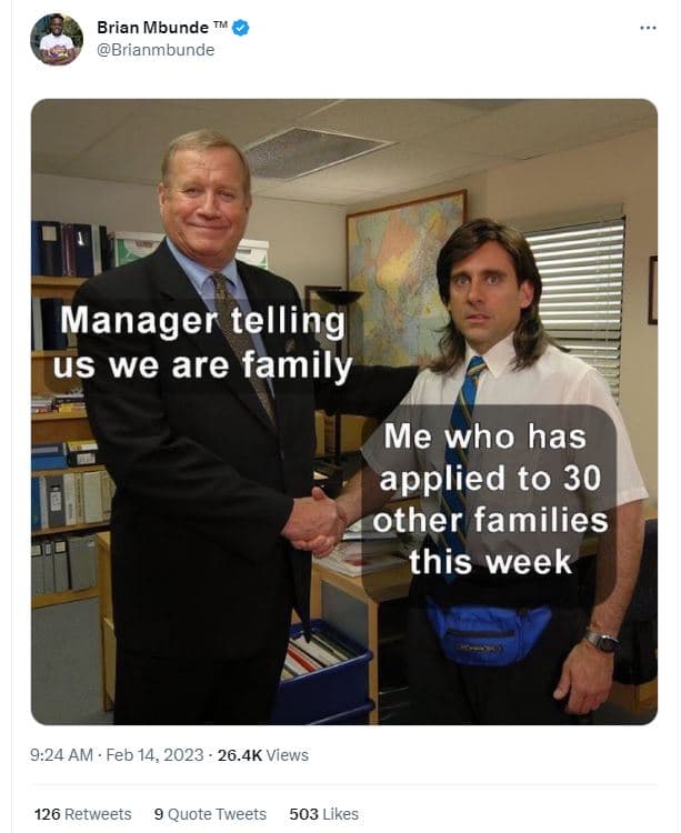 Brian mbunde brianmbunde manager telling us we are family me who has applied to