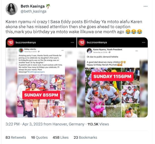 Beth kasinga beth_kasinga karen nyamu ni crazy sasa eddy posts birthday ya mtoto