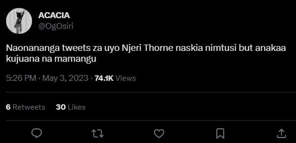 Acacia ogosiri naonananga tweets za uyo njeri thorne naskia nimtusi but anakaa k