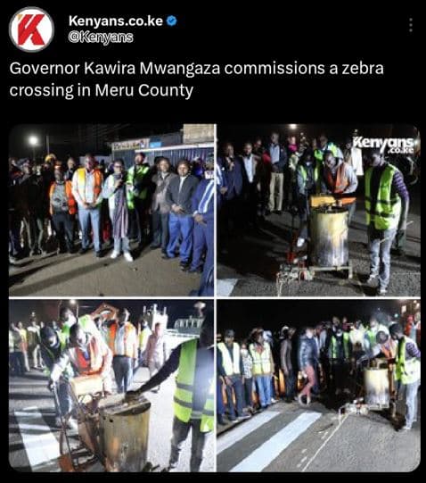 Kenyans.co.ke kanyans governor kawira mwangaza commissions a zebra crossing in m