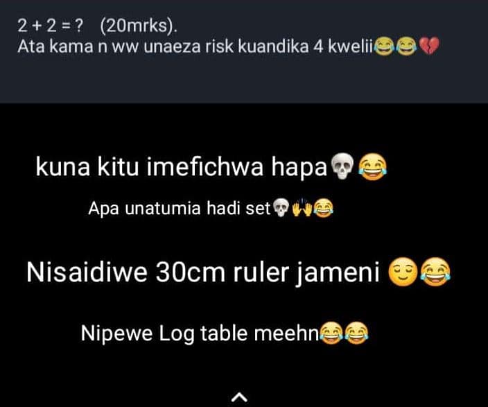 2 2 ? 2omrks. ata kama n ww unaeza risk kuandika 4 kwelii kuna kitu imefichwa ha