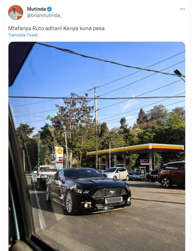 Mutinda brianmutinda _ mtafanya ruto adhani kenya kuna pesa translate tweet
