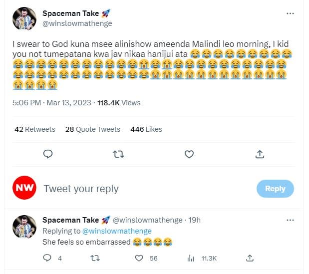 Spaceman take winslowmathenge swear to god kuna msee alinishow ameenda malindi l