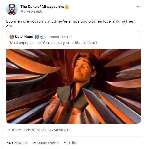 The duke of mtwapashire brysonmu6 luo men are not romanticthey're simps and wome