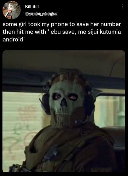 Kill bill aaha_niongee some girl took my phone to save her number then hit me wi