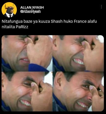 Allan_nyash allanmuash nitafungua baze ya kuuza shash huko france alafu nitaiita