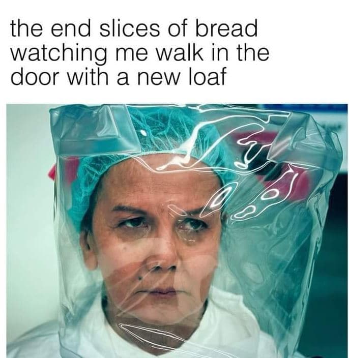 The end slices of bread watching me walk in the door with a new loaf