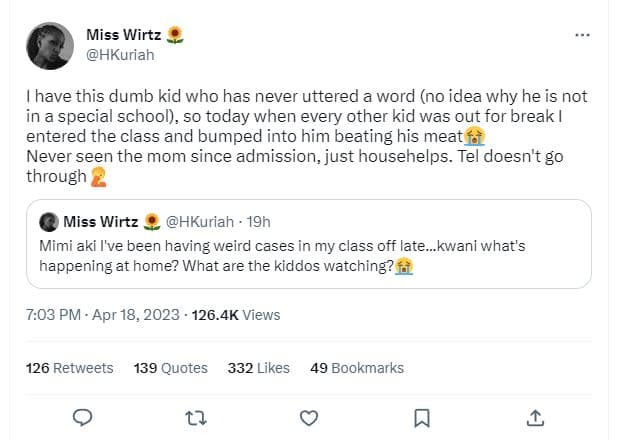 Miss wirtz hkuriah have this dumb kid who has never uttered a word n0 idea why h