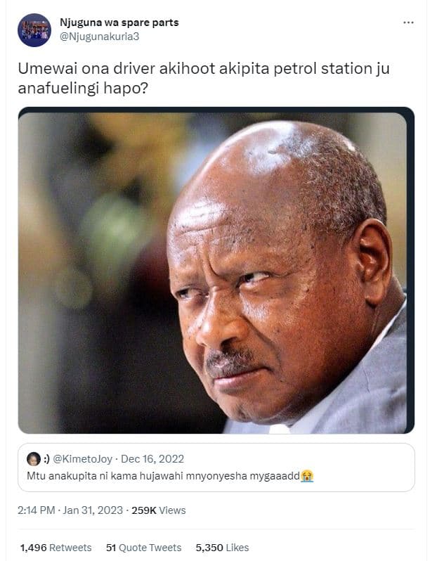 Njuguna wa spare parts njugunakuria3 umewai ona driver akihoot akipita petrol st