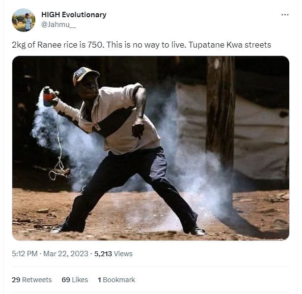 High evolutionary jahmu 2kg of ranee rice is 750. this is no way to live. tupata