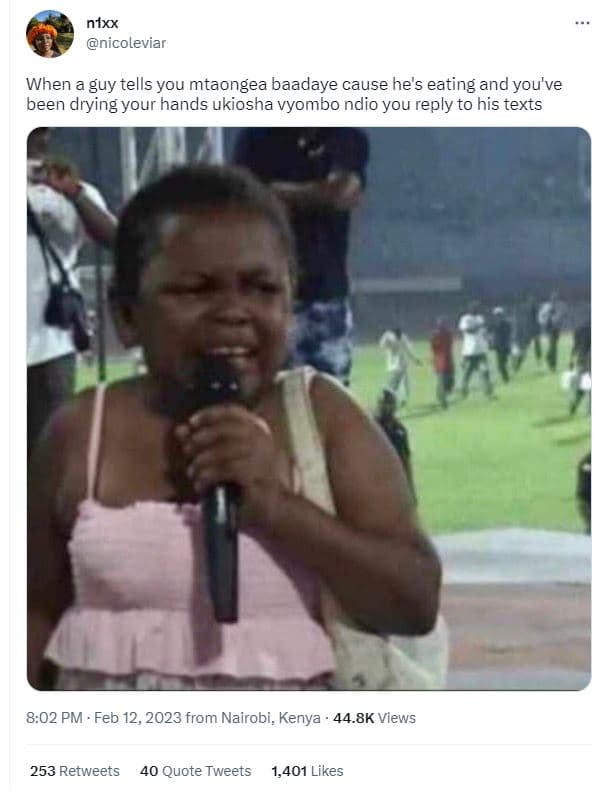 Nixx nicoleviar when a guy tells you mtaongea baadaye cause he'5 eating and you'