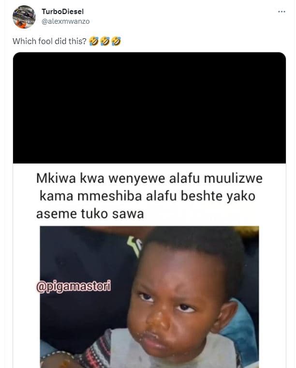 Turbodiesel alexmwanzo which fool did this? 4 4 mkiwa kwa wenyewe alafu muulizwe